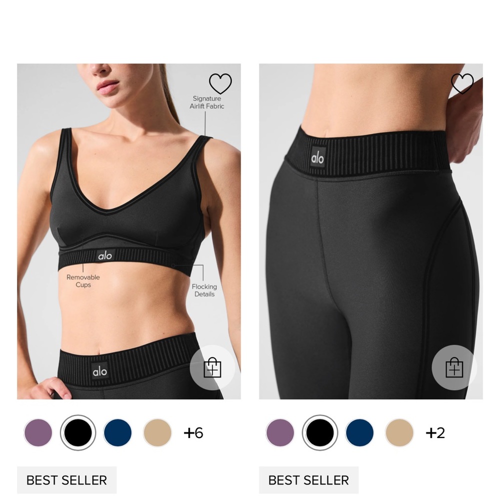 ALO 2 PIECE SET Airlift line up bra & high waist 7/8 line up leggings